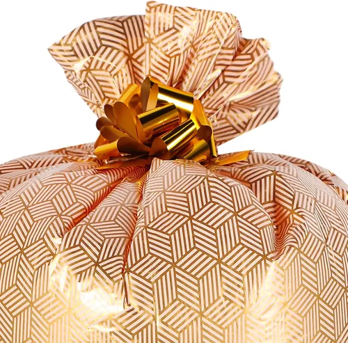 Miniatura 5 de Fulmoon 4 bolsas de regalo jumbo de 48 pulgadas, bolsas doradas extra grandes con flores de extracción, regalo gigante de plástico de gran