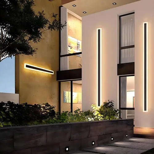 Miniatura 9 de Paquete de 2 lámparas LED modernas de pared de 23.6 pulgadas de largo, 18 W, impermeable, IP65, blanco cálido, 110 V, lámpara de pared rectangular