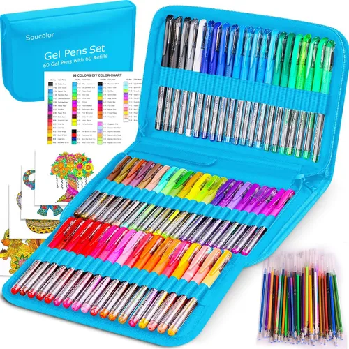 Soucolor Marcadores para libros para colorear para adultos, marcadores para colorear para regalo de agradecimiento al profesor, suministros de Azul