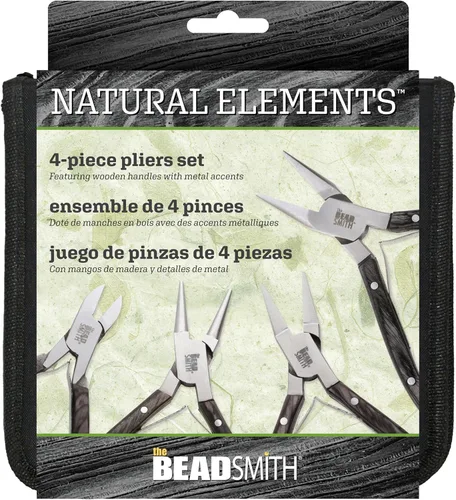 Miniatura 9 de The Beadsmith Juego de alicates de madera - Elementos naturales - Kit de 4 piezas: nariz de cadena, nariz redonda, nariz plana, cortador lateral