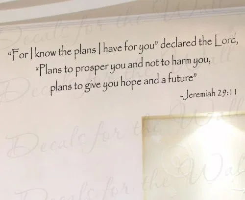 For I Know the Plans I Have for You Jeremiah 29:11 - Inspirational Home Living Room Religious God Bible - Decorative Vinyl Lettering, Decoration