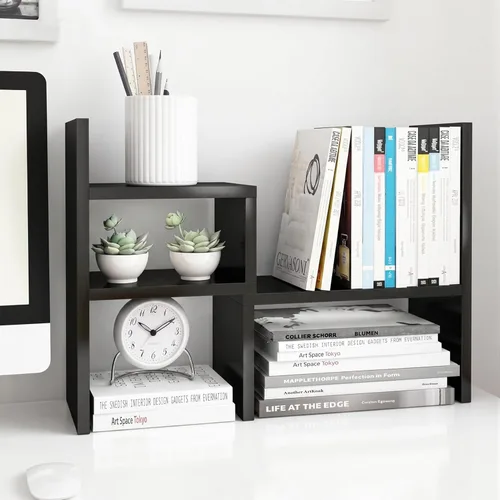 Jerry & Maggie - Organizador de escritorio para oficina, estante de madera ajustable, para regalo de cumpleaños, como juguete o decoración del Negro