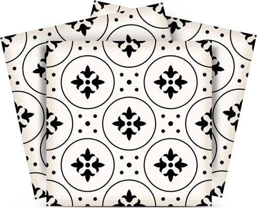 Miniatura 9 de Mi Alma calcomanías para azulejos en blanco y negro para despegar y pegar calcomanías de azulejos, 24 unidades, para azulejos de baño y cocina