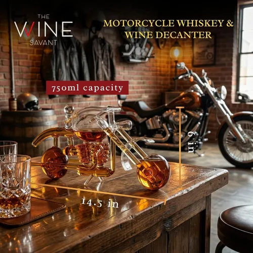 Miniatura 2 de Juego de decantador de whisky y vino en forma de motocicleta con regalos de motocicleta, regalos de moto, dispensador para vino, whisky escocés