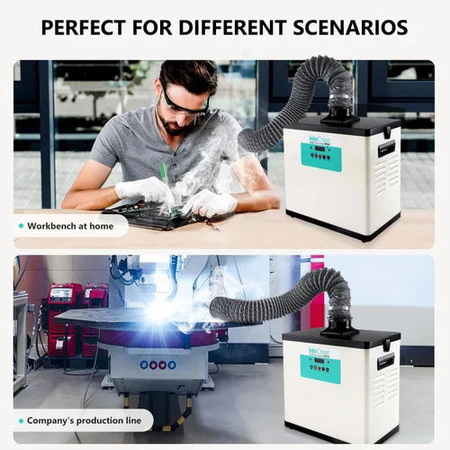 Miniatura 5 de WECREAT Extractor de humos de soldadura, potente purificador de humo de succión de 200 W, bajo ruido, tasa de purificación del 99.97% con sistema