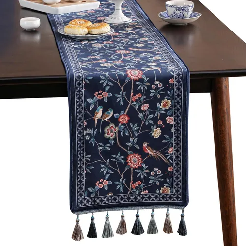 Miniatura 14 de patdrea Camino de mesa de terciopelo francés estilo granja para decoración del hogar, cocina, comedor, fiestas, cenas familiares, boda 12"*63