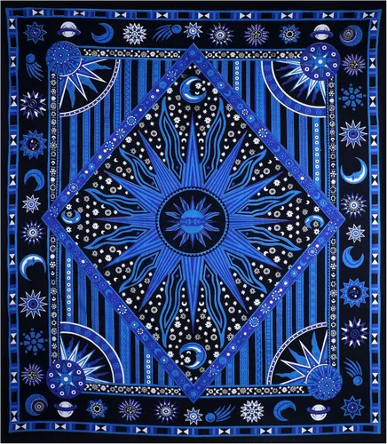 Miniatura 13 de THE ART BOX Tapiz celestial de sol y luna, mandala estético para colgar en la pared para dormitorio y sala de estar, decoración independiente
