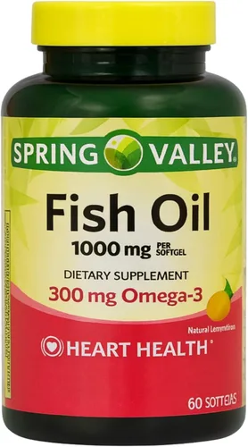 Aceite de pescado Omega 3 de 1000 mg – 60 cápsulas blandas, suplementos de omega-3 para mujeres y hombres, aceite de pescado, ácido graso de aceite