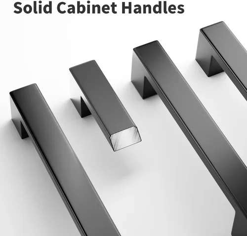 Miniatura 4 de Cobbe Paquete de 30 manijas de gabinete de cocina de 5 pulgadas, manijas cuadradas de gabinete negro mate, tiradores de gabinete para armarios