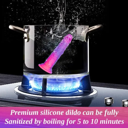 Miniatura 2 de Consolador de 5 pulgadas ultra pequeño y realista de fantasía con ventosa, consolador de silicona mini lindo de 4" en púrpura y rosa para mujeres