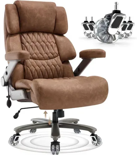 Miniatura 15 de Silla de oficina grande y alta 700lbs - Silla ejecutiva de escritorio de computadora grande con respaldo alto y brazos abatibles 3D, soporte lumbar