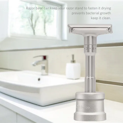 Miniatura 7 de River Lake RZ700 - Maquinilla de afeitar de seguridad clásica ajustable con mango largo (Razor con funda protectora y soporte)