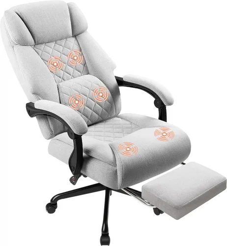 Miniatura 8 de Shahoo Silla de oficina de masaje con calor y 6 puntos de vibración, silla de oficina grande y alta de 400 libras con reposapiés, silla