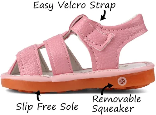 Miniatura 2 de Sandalias chirriantes de verano para niños y niñas, puntera cerrada, antideslizantes, suela de goma premium, zapatos para primeros pasos