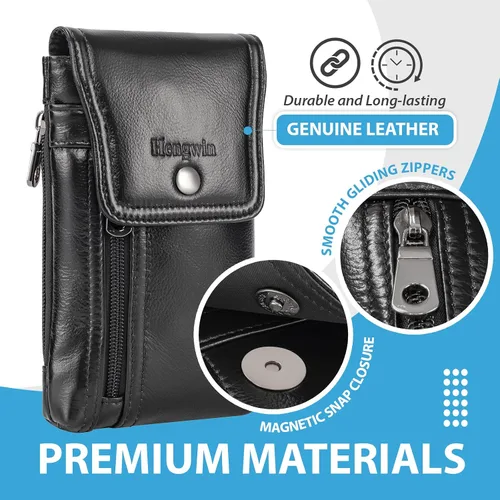 Miniatura 4 de Funda de cuero genuino para teléfono celular para cinturón, funda para cinturón para iPhone 17 Pro 16e 15 Pro 14 Pro 13 Pro 12 Pro Samsung Galaxy