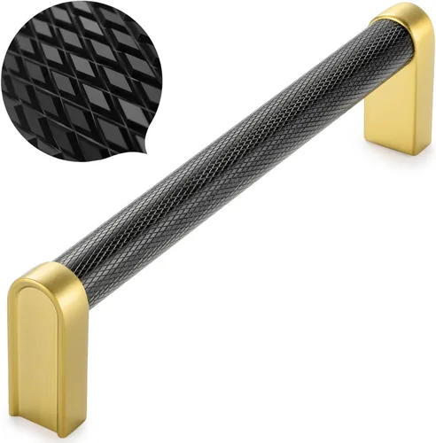 Miniatura 18 de Koofizo - Paquete de 10 tiradores de gabinete estriados para armario, manija negra para muebles (1.1 pulgadas/28 mm), herrajes sólidos K22