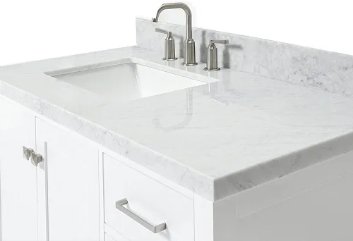 Miniatura 11 de ARIEL Cambridge - Mueble de baño con lavabo de 42 pulgadas, madera maciza, encimera de mármol italiano de Carrara de 1.5 pulgadas, fregadero Blanco