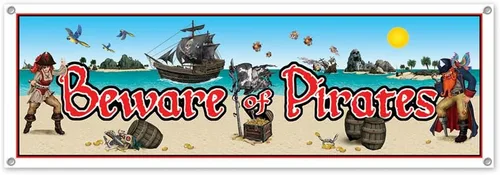 Cartel de fiesta Beware Of Pirates con diseño