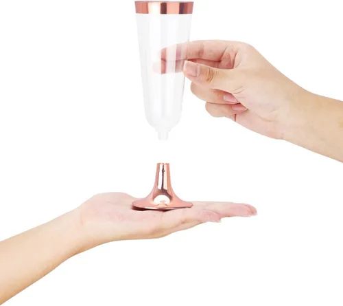 Miniatura 4 de BUCALA - Juego de 100 copas de champán de plástico de 5 onzas con borde de oro rosa, vasos desechables de alta calidad, ideales para el día
