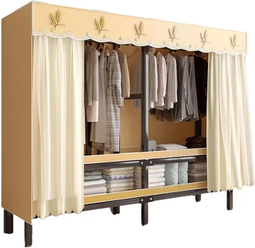 Miniatura 21 de Armarios grandes plegables de 0.984 in/1 pulgada de tubo de acero para ropa, estantes de almacenamiento para dormitorio, armario grande portátil