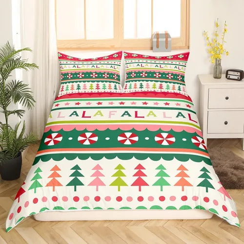 Miniatura 33 de Juego de ropa de cama de 3 piezas con diseño de muñeco de nieve, funda de edredón con temática de invierno, funda de edredón con temática de Feliz