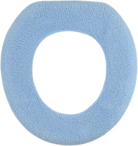 Miniatura 15 de Funda suave para asiento de inodoro, calentador de asiento de inodoro de tela gruesa y afelpada para asientos de inodoro redondos y alargados de 14