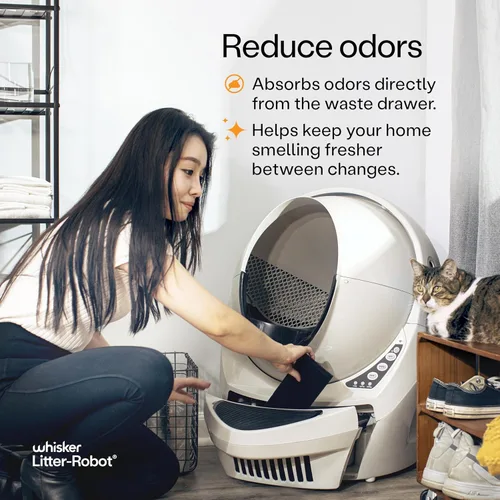 Miniatura 2 de Whisker - 3 filtros de carbono Litter-Robot - Paquete de 6 filtros de caja de arena, diseñado para robot de basura, absorbe olores y controla