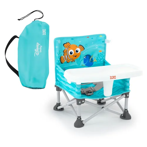 Miniatura 15 de Bright Starts Pop 'N Sit Asiento elevado portátil, para uso en interiores y exteriores, asiento de piso con bandeja de alimentación, gris, de 6