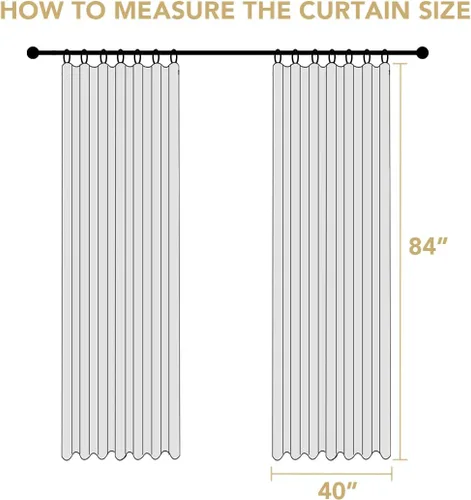Miniatura 2 de H.VERSAILTEX Cortinas opacas plisadas completas de lino con mezcla de felpilla de 84 pulgadas, 2 paneles para dormitorio, aislamiento térmico
