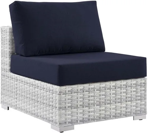 Miniatura 30 de Modway Convene - Otomana rectangular de mimbre para patio al aire libre, color gris claro