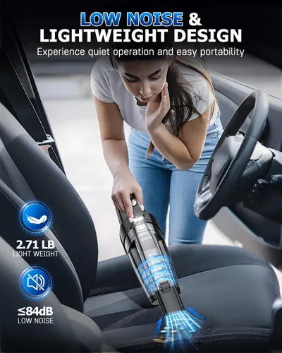 Miniatura 7 de AHNR Aspiradora de mano inalámbrica, 16000 PA potente succión de mano inalámbrica recargable con luz LED y 2 filtros HEPA, aspiradora portátil