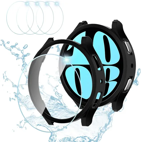 Miniatura 11 de [2+4] Paquete para Samsung Galaxy Watch FE/Galaxy Watch 5/Galaxy Watch 4 de 1.575 pulgadas, carcasa protectora de policarbonato duro + película