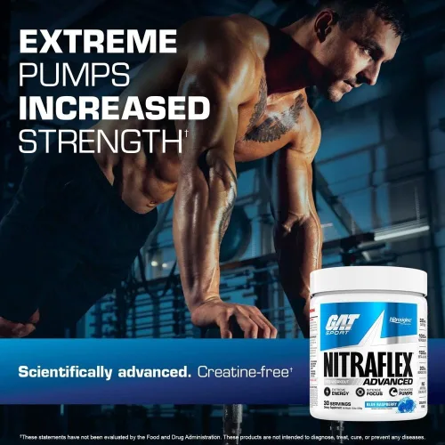 Miniatura 5 de GAT SPORT Nitraflex Advanced - Polvo de preentrenamiento avanzado, aumenta el flujo sanguíneo, aumenta la fuerza y la energía, mejora el rendimiento