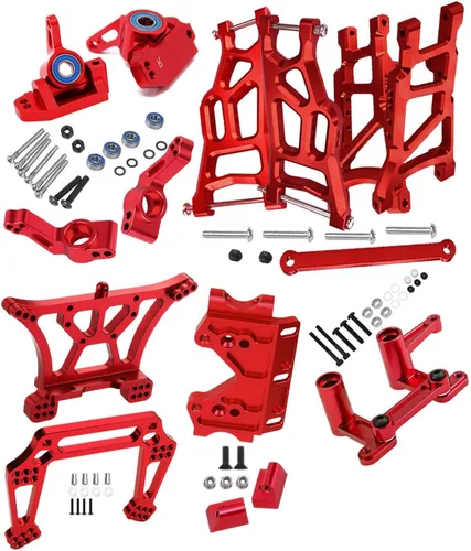 Pieza de mejoras para barra 1/10 2WD, brazo de suspensión delantero trasero de aleación, bloque de ruedas, bloques de dirección, portadores de eje