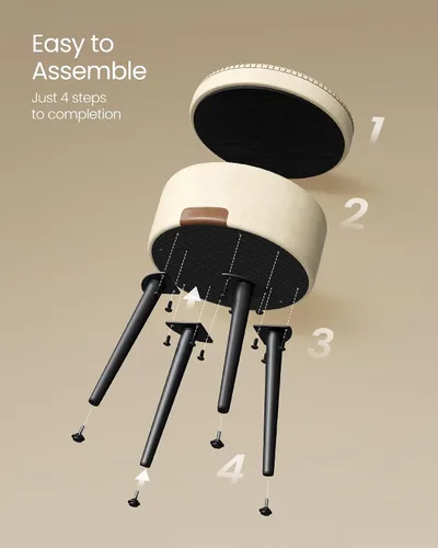 Miniatura 8 de VASAGLE Colección EKHO – Otomana de almacenamiento, taburete para silla de tocador, cuero sintético con costuras, moderno de mediados de siglo
