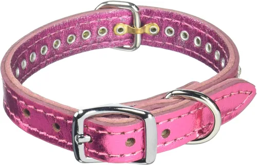 Miniatura 63 de Collar de perro de cuero y cristales de OmniPet Signature, cuero de grano de violeta africana de avestruz, se ajusta a un tamaño de cuello de 6"-8