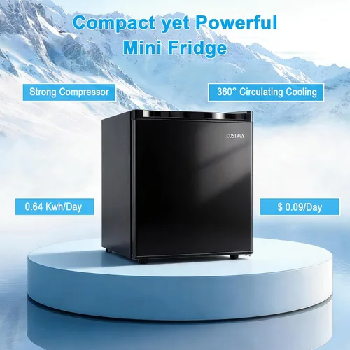 Miniatura 3 de COSTWAY 1.7 Cu.Ft Mini Fridge, Compact Refrigerator w/Chiller Compartment, Adjustable Thermostat, Reversible Single Door & Low Noise, Small