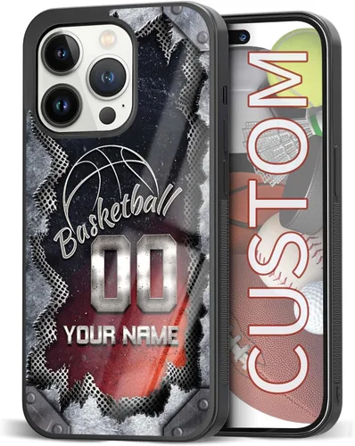 Miniatura 42 de Fundas de teléfono personalizadas con nombre, diseño vintage con textura de metal para iPhone 6, 7, 8, 11, 12, 13, 14, 15, 16, 17 Pro Max Plus Mini
