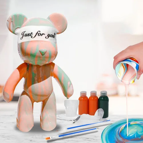 HANDA - Juego de pintura de oso de peluche fluido para bricolaje, decoración creativa para el hogar, figura de muñeca hecha a mano, juguetes de