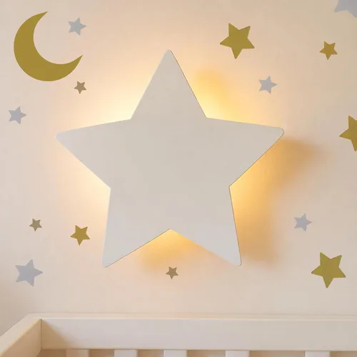 KALEOLI Luz nocturna de estrellas para guardería, luz de pared regulable y recargable para niños, juego de 106 calcomanías de pared de luna y