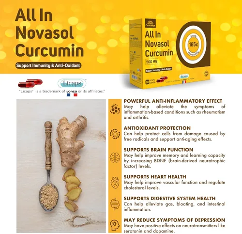 Miniatura 5 de All in Novasol - Suplemento herbario de curcumina – Fórmula avanzada de curcumina, cápsulas de absorción mejorada Licaps, apoya la salud
