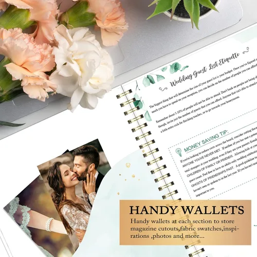 Miniatura 5 de Planificador y organizador de bodas, libro de planificación de bodas y organizador para la novia, libro de planificación de bodas con 5 secciones