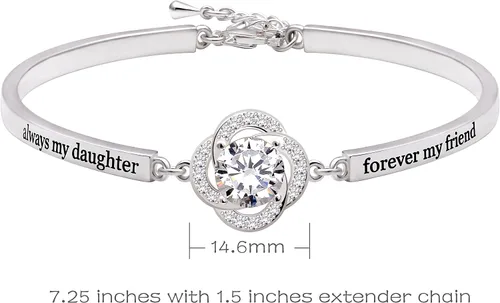 Miniatura 2 de Jewelry - Pulsera de plata de ley con circonita cúbica "always my daughter forever my friend", Metal, Circonita cúbica