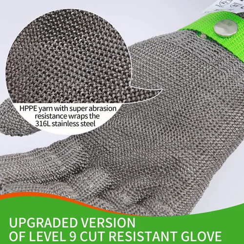 Miniatura 4 de Aillary Nivel 9 - Guante de cocina resistente a cortes, grado alimenticio, lavable a máquina, alambre de acero inoxidable, malla metálica, guante