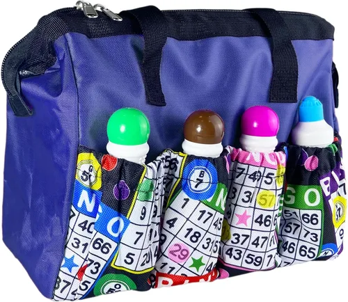 Miniatura 11 de Versátil bolsa grande de bingo 8 bolsillos Accesorios de bingo y estuche de maquillaje Bolsa de almacenamiento con cremallera