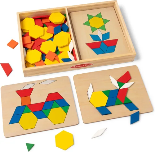 Melissa & Doug, Juego clásico de bloques de patrones y pizarras, Estándar, Multi Color
