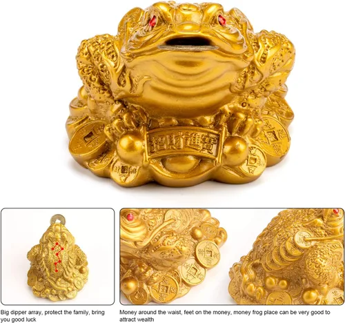 Miniatura 2 de Wschic Rana de Dinero Feng Shui, Decoración de Sapo de Dinero de la Suerte, Ideal para Atraer Riqueza