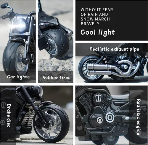 Miniatura 2 de Ming You Juguetes de motocicleta de tracción hacia atrás, motocicleta de juguete con luz intermitente y sonidos para niños mayores de 3 años