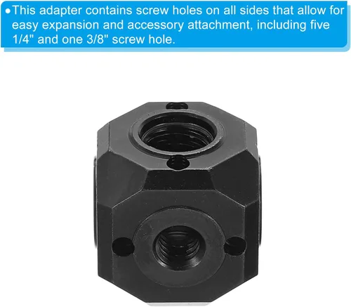 Miniatura 4 de PATIKIL Adaptador universal de trípode con orificio de tornillo de 1/4 de pulgada, 3/8 pulgadas, soporte de cubo mágico de montaje cúbico