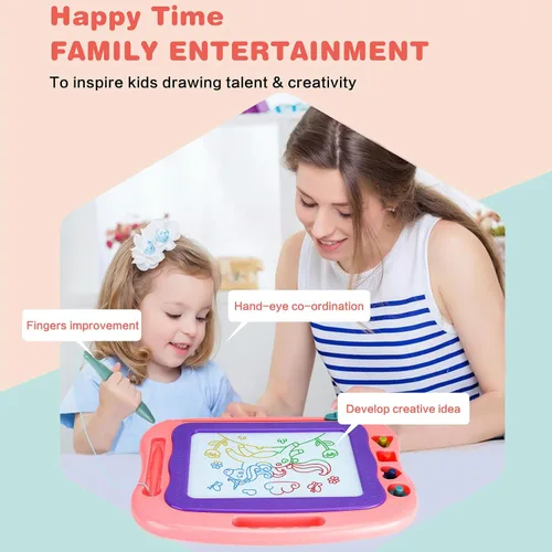 Miniatura 2 de Wellchild Tablero magnético de dibujo, juguetes para niñas y niños de 3 años, tablero magnético de garabatos para niños, almohadilla de dibujo